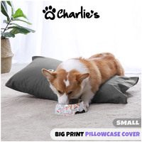 Charlie's Big Charlie Print Pet Pillowcase Cover Charcoal Small (75 X 46 Cm)