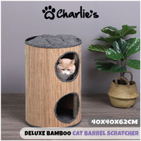 Charlie's Deluxe Bamboo Cat Barrel Scratcher 40x40x62cm