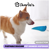 Charlie's Pet Portable Silicone Pet Drinker Dispenser Blue