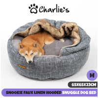 Charlie's Luxury Hooded Faux Fur Pet -  Ash Grey Medium ( 65X65X23Cm )