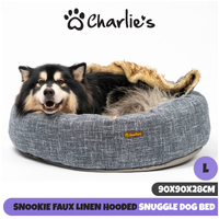 Charlie's Luxury Hooded Faux Fur Pet -  Ash Grey Large ( 90X90X28Cm )