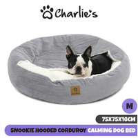 Charlie's Hooded Corduroy Snookie Pet Nest Medium - Dove Grey