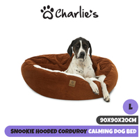 Charlie's Hooded Corduroy Snookie Pet Nest Large - Rust