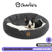 Charlie's Hooded Corduroy Snookie Pet Nest Small - Charcoal