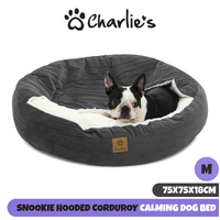 Charlie's Hooded Corduroy Snookie Pet Nest Medium - Charcoal