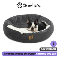 Charlie's Hooded Corduroy Snookie Pet Nest Large - Charcoal