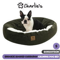 Charlie's Hooded Corduroy Snookie Pet Nest Small - Olive