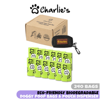 Charlie's Pet Eco-Friendly Biodegradable Doggy Poop Bags & Pouch Dispenser Black - 240 Bags