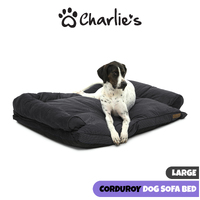 Charlie's Corduroy Sofa Bed - Charcoal Large 120 x 89 x 26cm