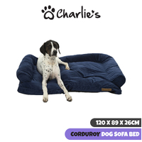 Charlie's Pet Corduroy Sofa Bed - Navy Large 120 x 89 x 26cm