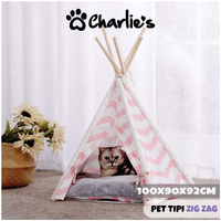 Charlie's Pet Tipi Tent Zig Zag - Pink Wave Extra Large 100*90*92Cm