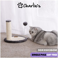 Charlie's Pet Single Pole Cat Tree - Charcoal - 30x25x26cm
