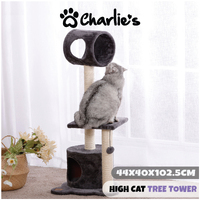 Charlie's Pet High Cat Tree Tower - Charcoal - 44x40x102.5cm