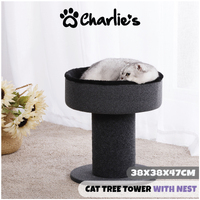 Charlie's Pet Cat Tree Tower with Nest Dark Grey Black 38x38x47cm