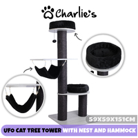 Charlie's Pet UFO Cat Tree Tower with Nest and Hammock 59x59x151cm
