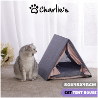 Charlie’s Cat Tent House Grey & Pink - 50x45x48cm 