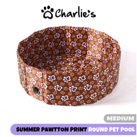 Charlie's Pawtton Print Portable Summer Pet Pool - Medium