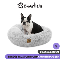 Charlie's Pet Faux Fur Fluffy Calming Pet Bed Nest Artic White Chinchilla Small 