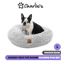 Charlie's Pet Faux Fur Fluffy Calming Pet Bed Nest Artic White Chinchilla Large 