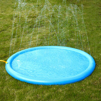 Furry Best Friends Round Pet Pool With Sprinkler Blue Large 170cm Diameter