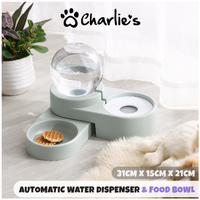 Charlie's Automatic Water Dispenser & Food Bowl Mint Blue 31x15x21cm