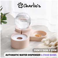 Charlie's Automatic Water Dispenser & Food Bowl Pink 31x15x21cm