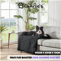 Charlie's 'Shaggy' Faux Fur Bolster Sofa Proetector Bed Charcoal L