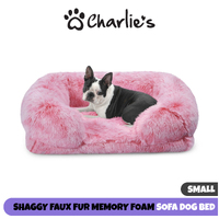 Charlie's Shaggy Faux Fur Memory Foam Sofa Bed Ombre Pink Small 