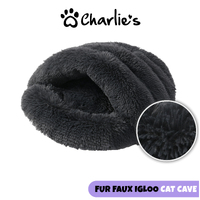 Charlie's Fur Faux Igloo Cat Cave Charcoal