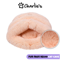 Charlie's Fur Faux Igloo Cat Cave Soft beige