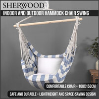 Sherwood Home Indoor and Outdoor Hammock Chair Swing - Light Blue - Medium 100x150cm