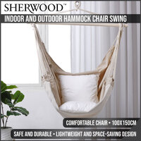 Sherwood Home Indoor and Outdoor Hammock Chair Swing - Natural Beige - Medium 100x150cm
