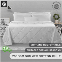 Natural Home Summer Cotton Quilt 250gsm - White - Queen Bed
