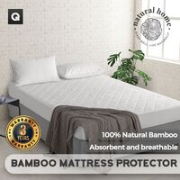 Natural Home Bamboo Mattress Protector -White - Single Bed