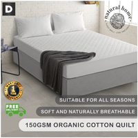 Natural Home Cotton Mattress Protector - White - King Single Bed