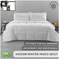 Natural Home Winter Ingeo Quilt 450gsm White King Bed