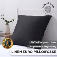 Natural Home 100% European Flax Linen Euro Pillowcase CHARCOAL