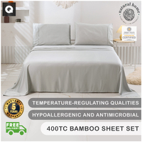 Natural Home Bamboo Sheet Set Dove Grey Queen Bed