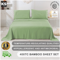 Natural Home Bamboo Sheet Set Sage King Single Bed