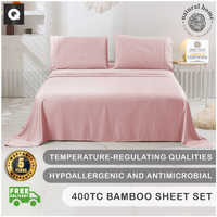Natural Home Bamboo Sheet Set Blush Pink Queen Bed