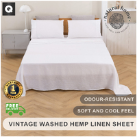 Natural Home Vintaged Hemp Sheet Set White Queen Bed 