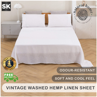 Natural Home Vintaged Hemp Sheet Set White Super King Bed