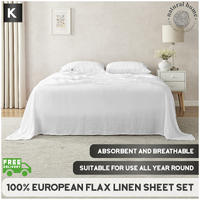 Natural Home European Flax Linen Sheet Set King Bed White