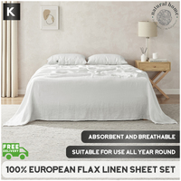Natural Home European Flax Linen Sheet Set Queen Bed Silver