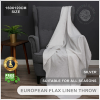 Natural Home 100% European Flax Linen Throw Silver