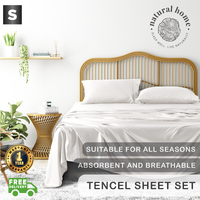 Natural Home Tencel Sheet Set WHITE Single Bed