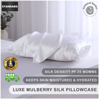 Natural Home Luxe Mulberry Silk Pillowcase 25 Momme Standard Pillowcase 48 x 73cm - White