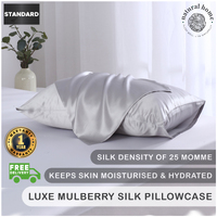 Natural Home Luxe Mulberry Silk Pillowcase 25 Momme Standard Pillowcase 48 x 73cm - Grey