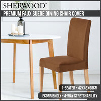Sherwood Premium Faux Suede Dining Chair Cover Rust 1 seater