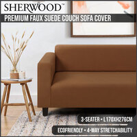 Sherwood Home Premium Faux Suede Rust 3 Seater Couch Sofa Cover